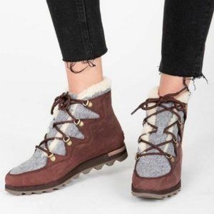Sorel Sneakchic Alpine Shearling  Leather Boots 7